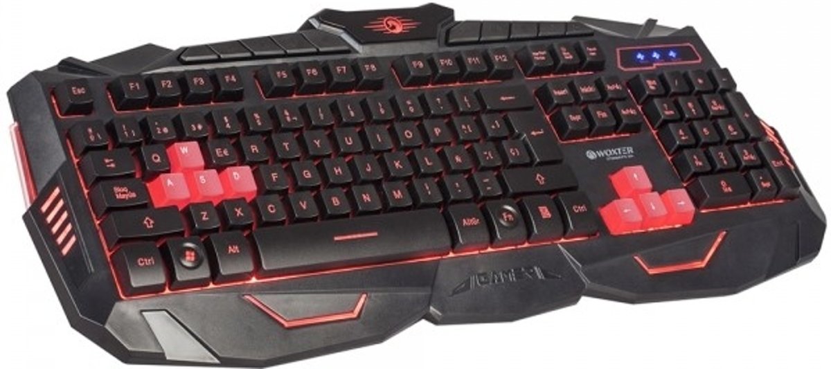 Woxter Stinger FX 80 K USB QWERTY Spaans Zwart, Rood toetsenbord