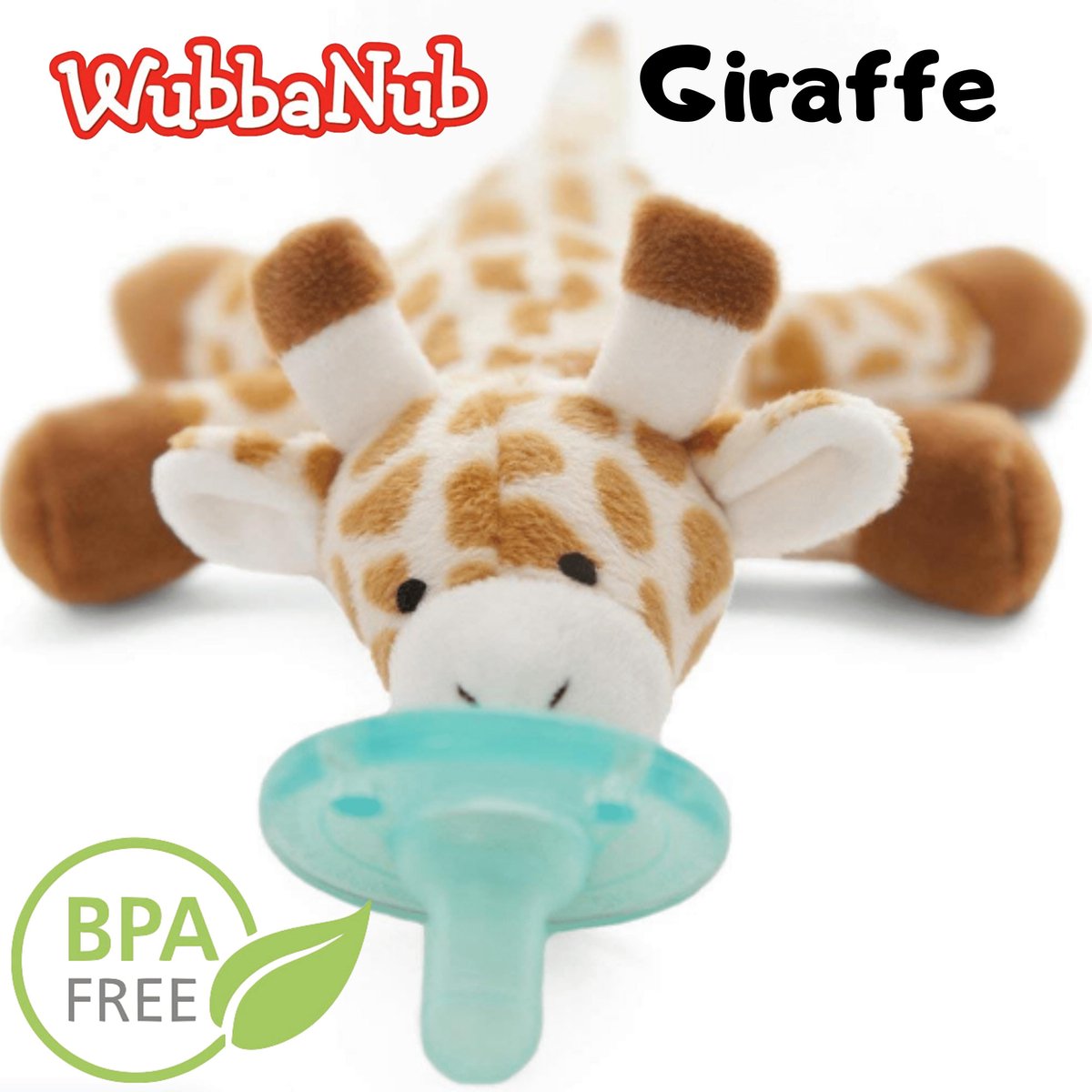 Wubbanub Giraffe Speenknuffel - Knuffel Baby Fopspeen - Baby Speelgoed - Bruin Giraf Kraamcadeau - Soothie Knuffelspeen