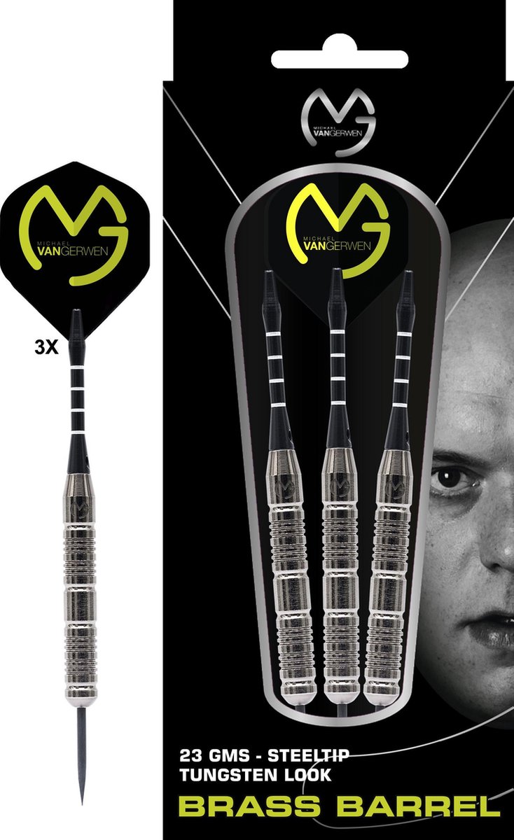 Michael van Gerwen - Tungsten look dartpijlen - 100% brass - 23 gram - dartpijlen