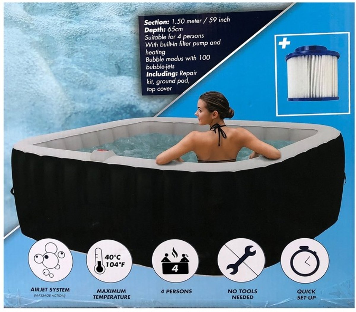 Opblaasbaar Bubbelbad - Jacuzzi - 145x65cm