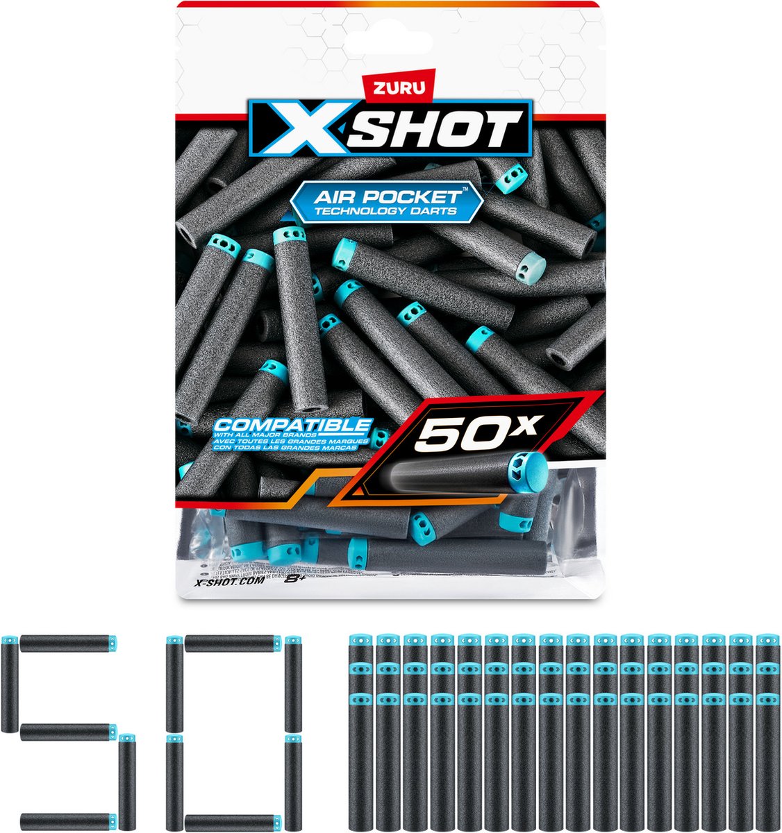 X-Shot Air Pocket Technology Dart Refill - 50 pijltjes - sinterklaas - kerst - kado - cadeau