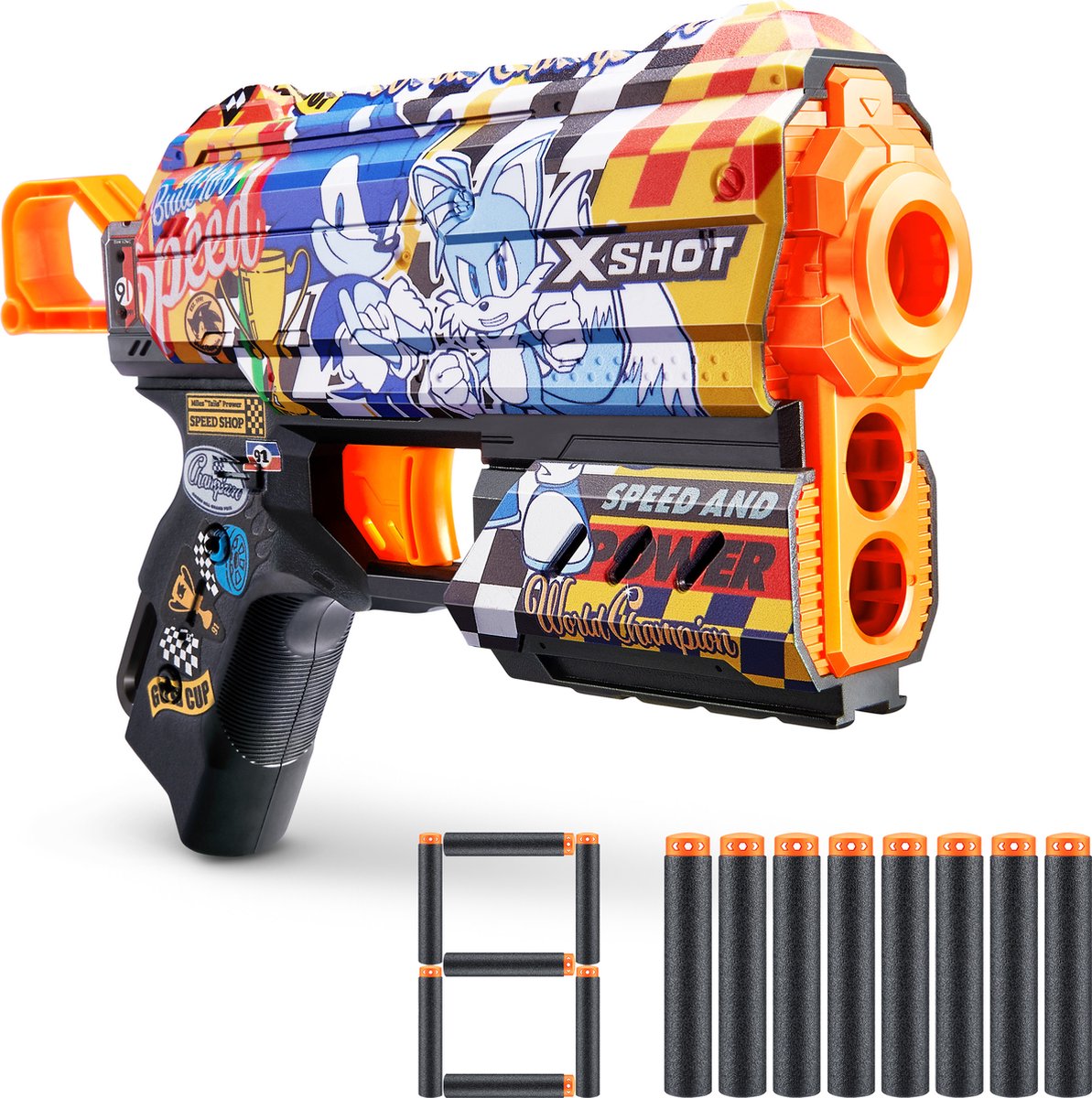 ZURU -   - Skins Flux Blaster - Super Speed Skin - Met 8 pijltjes - speelgoedblaster