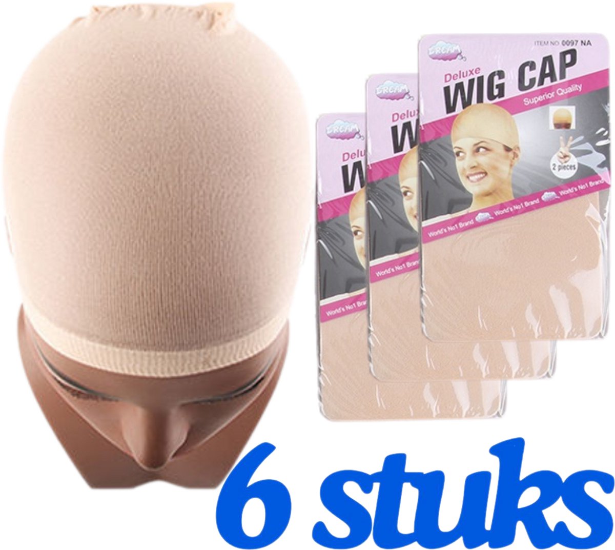 6 x Wig Cap - BEIGE -   voor pruiken 6 Stuks -  ten - Wig Caps - Wig Cap Beige