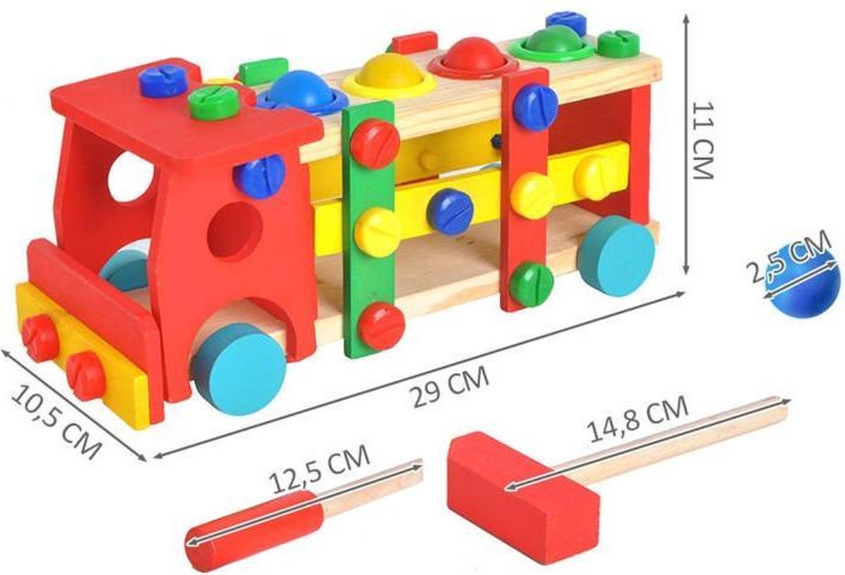 Houten Werkvoertuigen - Houten Bouwtruck - Houten Speelgoed - Houten Truck - Houten Speelgoed Vrachtwagens - kinderen Educatief Speelgoed - Kinderen ontwikkeling Speelgoed