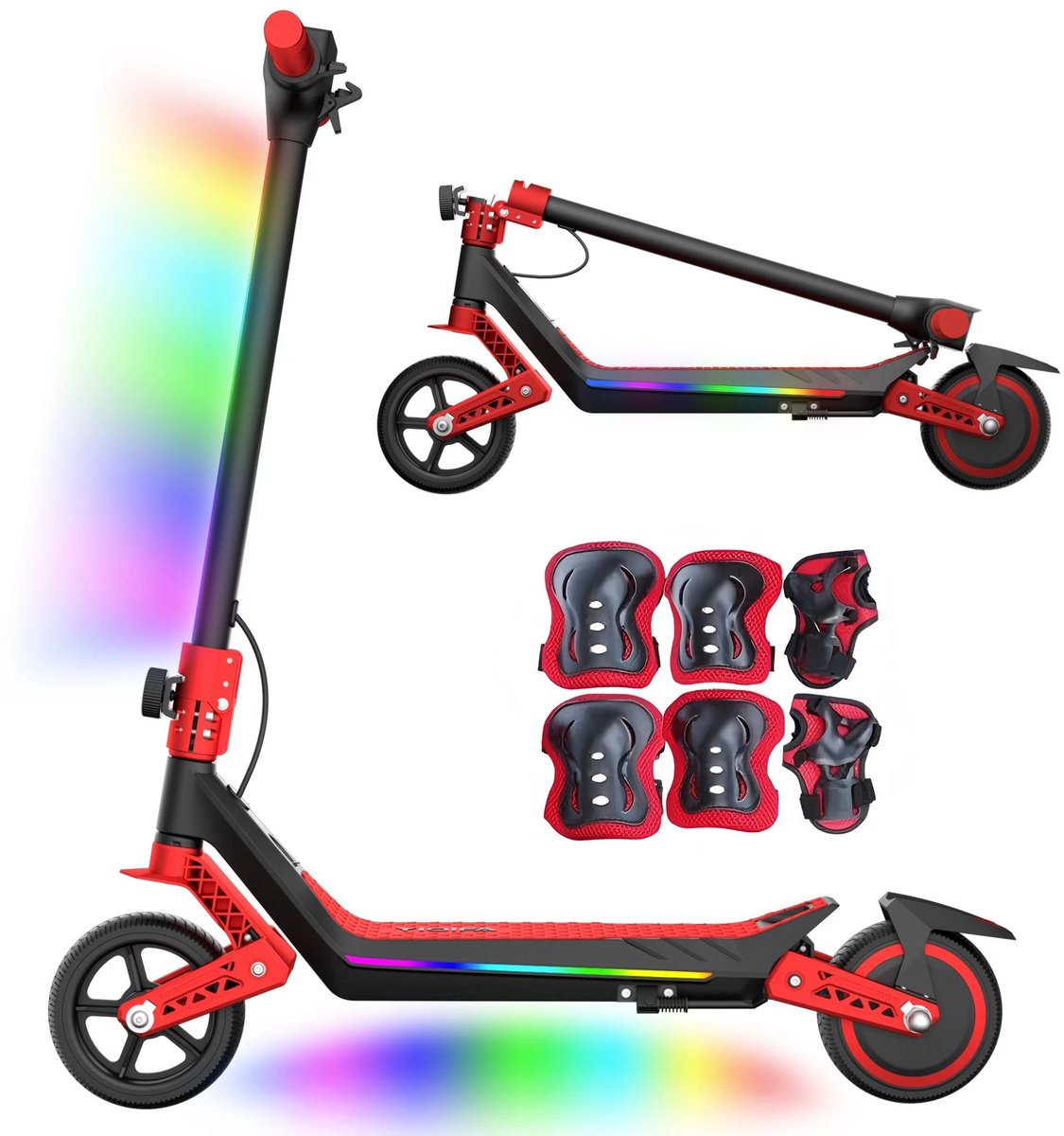   U8 Elektrische step kinderen – Inklapbaar – Verlichting - 16 km/u - Voor- & Achtervering - max 60 kg - Rood