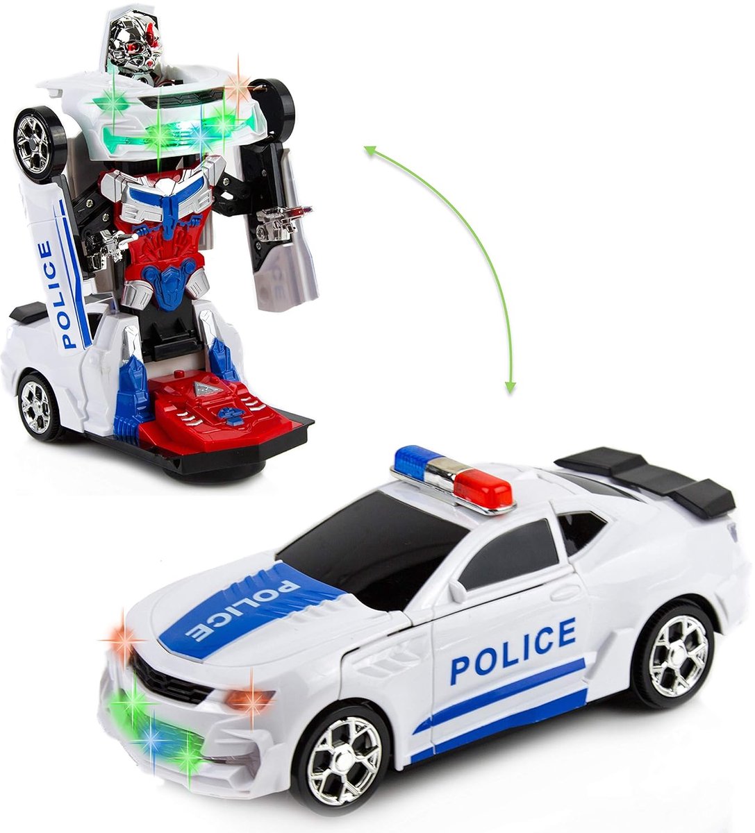 Police Robot Car 2-in-1 - Transformerende Politieauto met Licht & Geluid (22 cm) incl. batterijen