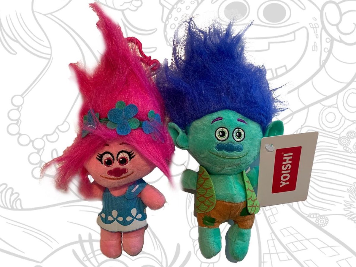 Trolls Branch en Poppy value pack pluche knuffels (25 cm) YOISHI®