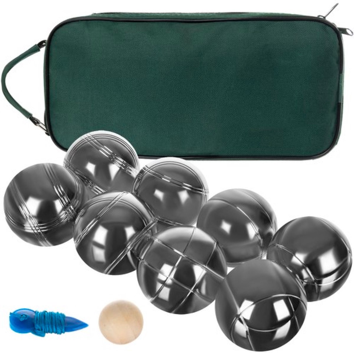 YUNICS Jeu de Boules Set - 8 Ballen In Tas - 7.3 CM - Inclusief Houten Bal En Afstand Meter