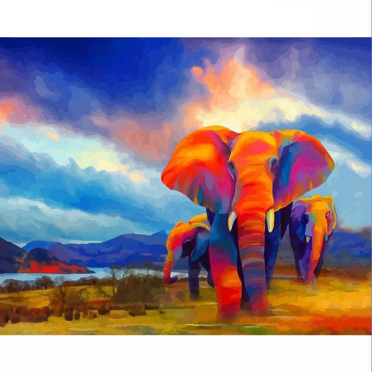 YUNICS ® Olifant Wild – Schilderen Op Nummer – Schilderen Op Nummer Volwassenen – Canvas Schilderdoek – Kleuren Op Nummer - 40x50 cm – Professionele 26-Delige Set