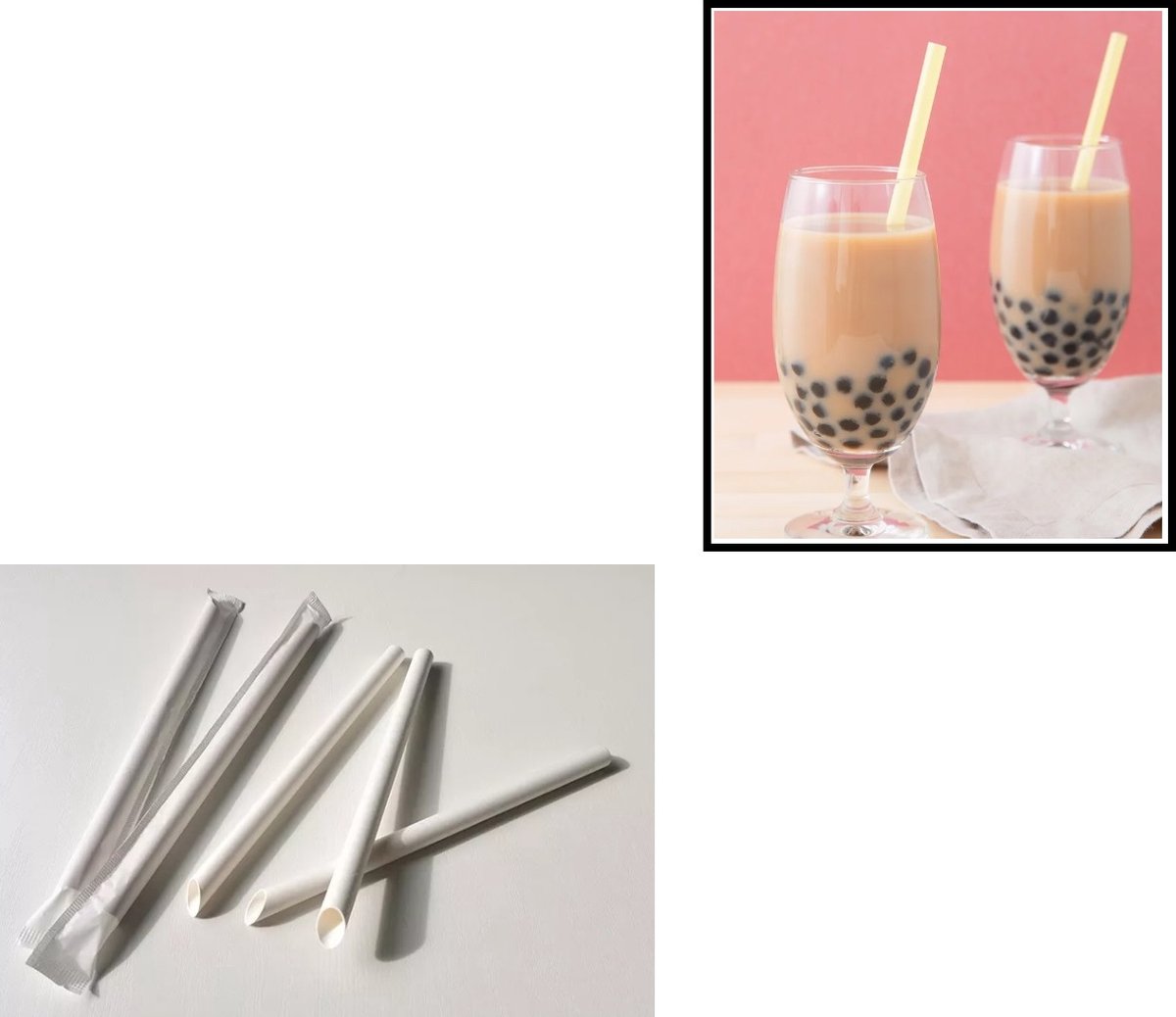 1000x bubble tea rietjes met 45° snede - 100% afbreekbaar papier boba tea rietjes met scherpe kant - per stuk verpakt