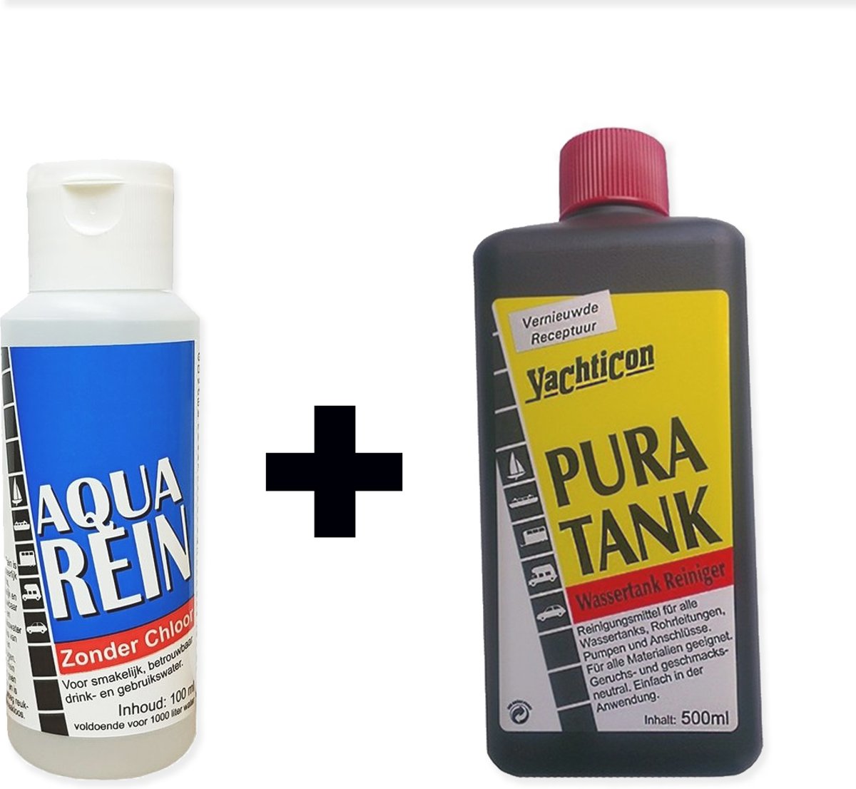 Yachticon Pura Tank Watertankreiniger 500 ml en Aqua Rein zonder chloor 100 ml