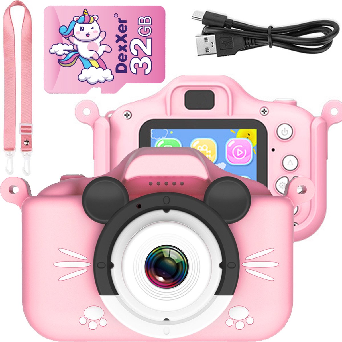 YE Digitale Kindercamera 2023 Model HD 1080P 32 GB Inclusief SD Kaart – Nederlands - Fototoestel Voor Kinderen – Extra veilig - Vlog Camera – Nederlandstalig – USB Oplaadbaar – Digitaal Kinderfototoestel