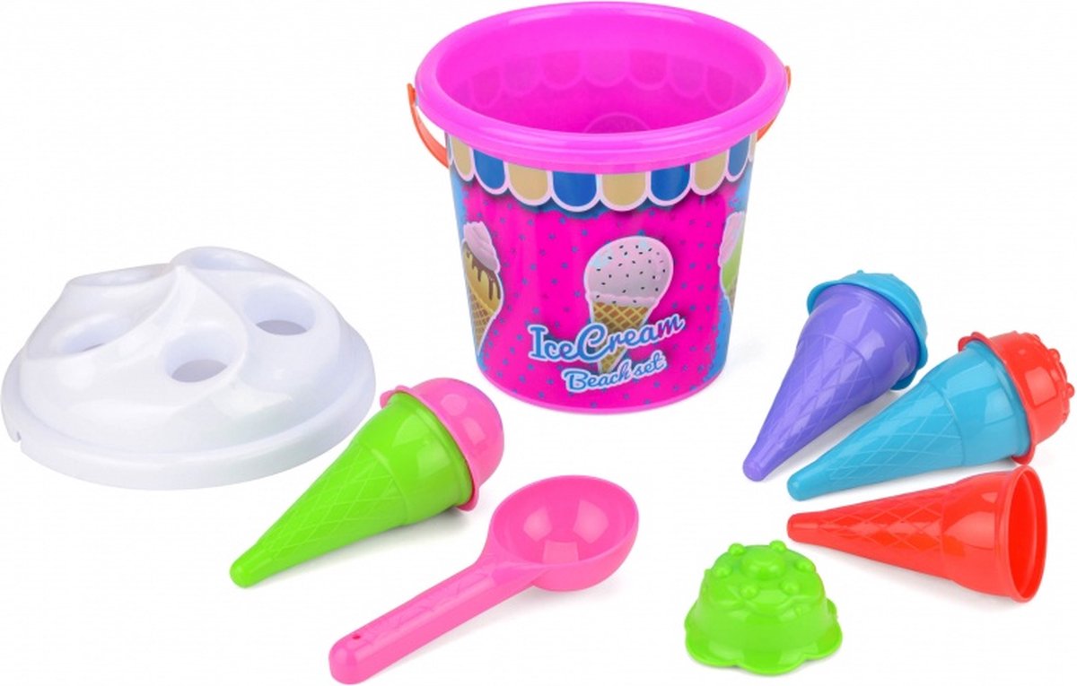 ApolloX strandemmerset Ice Cream roze/wit 7-delig