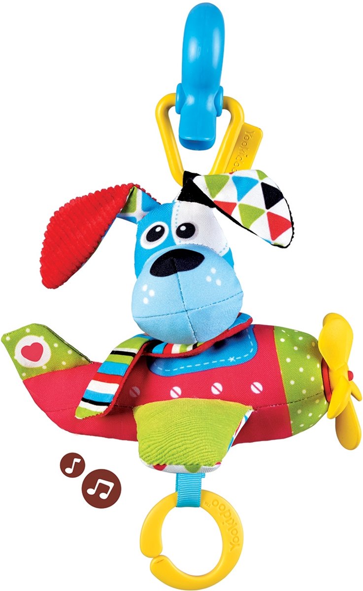 Yookidoo Kinderwagenhanger Musical Plane Dog 25 Cm