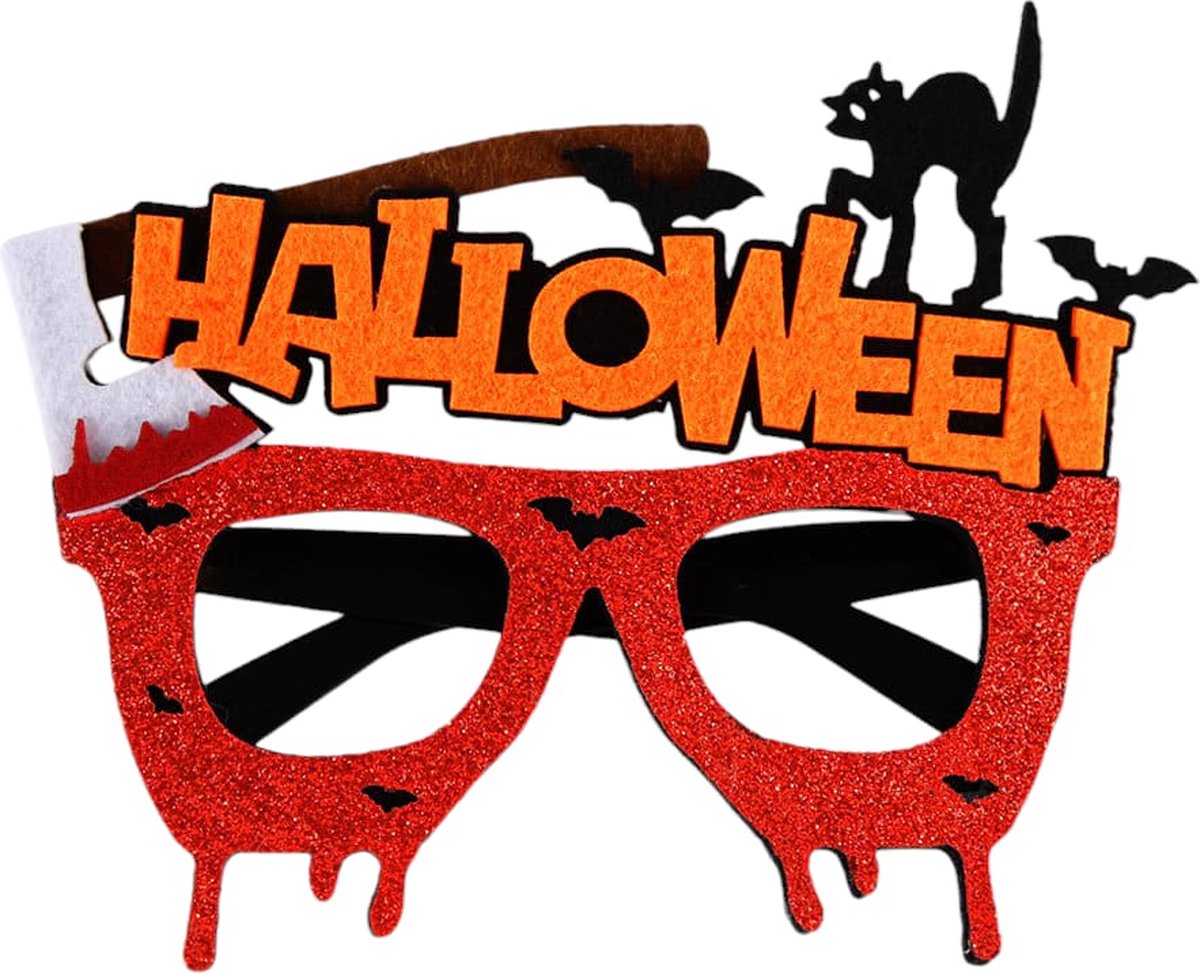 Halloween griezel duivel bril rood- Halloween feest avond verkleed accessoire
