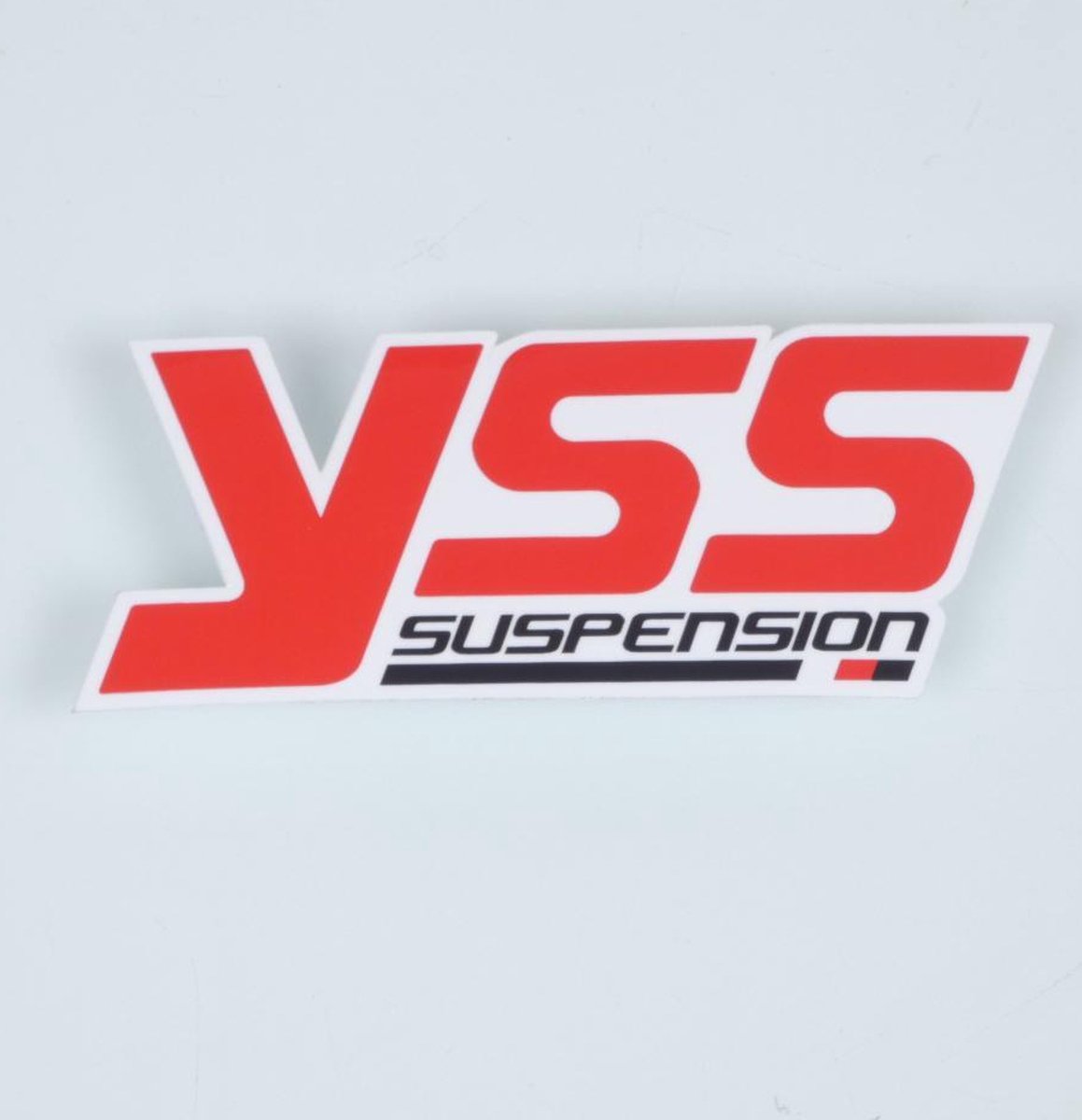 Autocollant stickers YSS Suspension rouge blanc noir pour moto 30x75mm à lunité