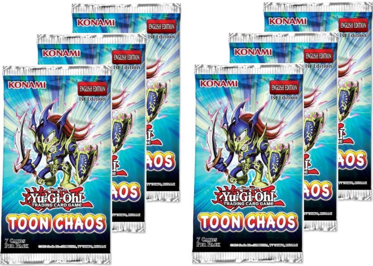 6x Yu-Gi-Oh! Toon Chaos Booster Pack - Engelse Versie Booster packs - 1st Edition YuGiOh kaarten - 7 kaarten per pakje