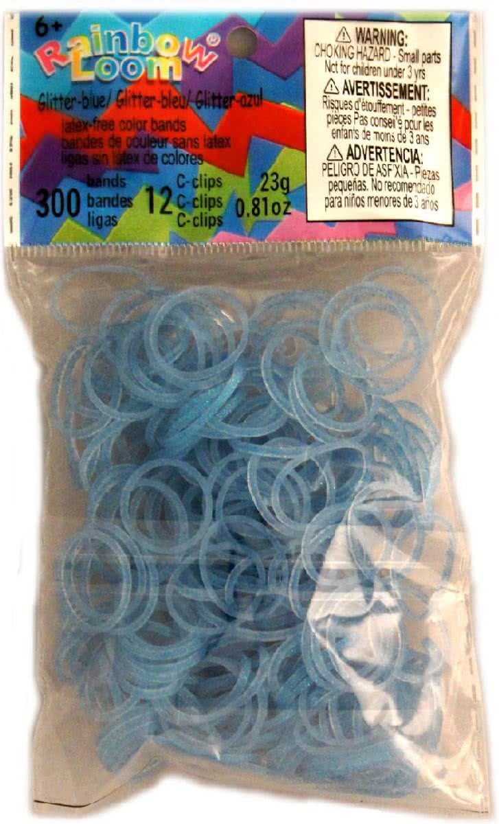 Rainbow Loom Glitter Blauw Met 12 Clips 300 Stuks