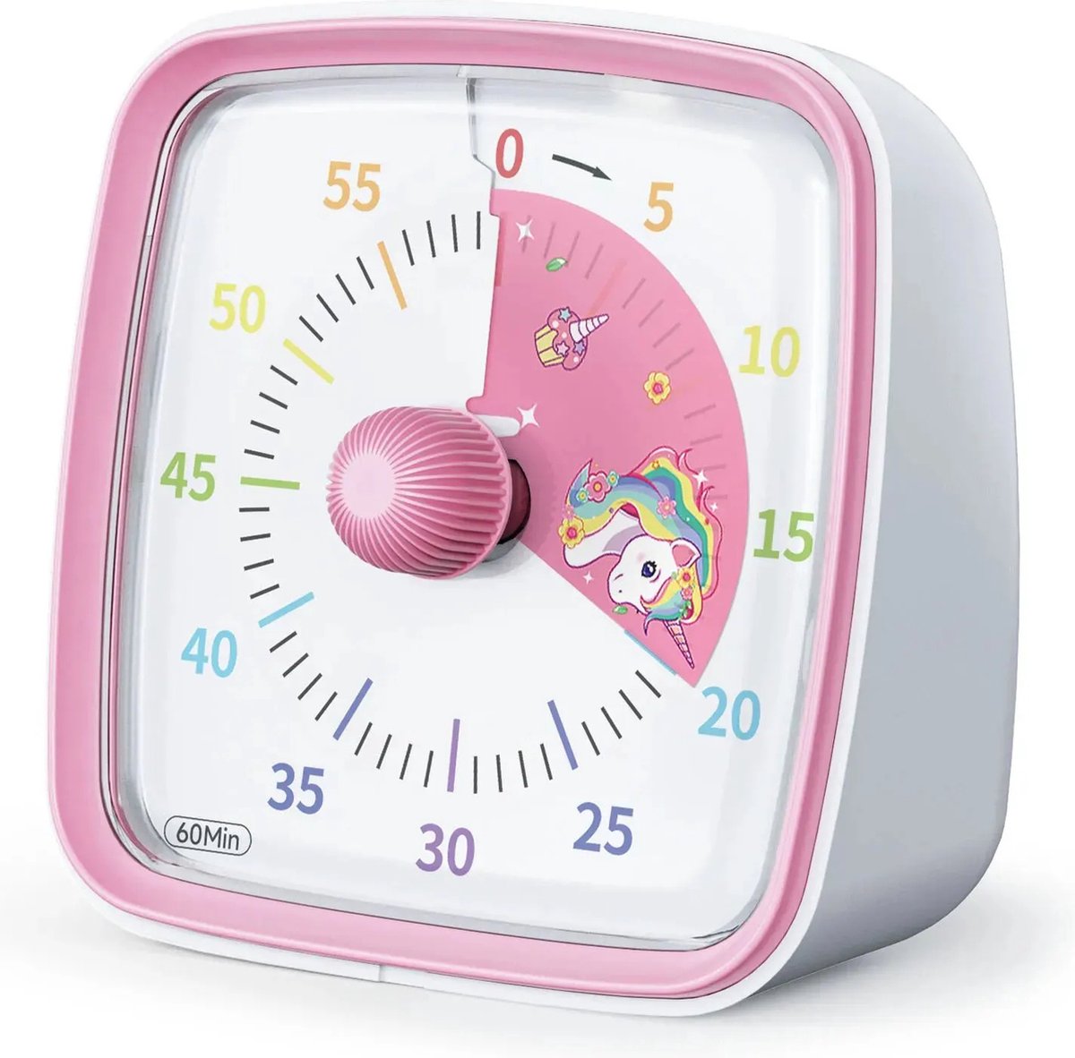   Visuele Timer Met Nachtlampje, Afteltimer Van 60 Minuten Voor Kinderen En Volwassenen, Stille Klassikale Timer Voor Thuis, School - Pink Unicorn