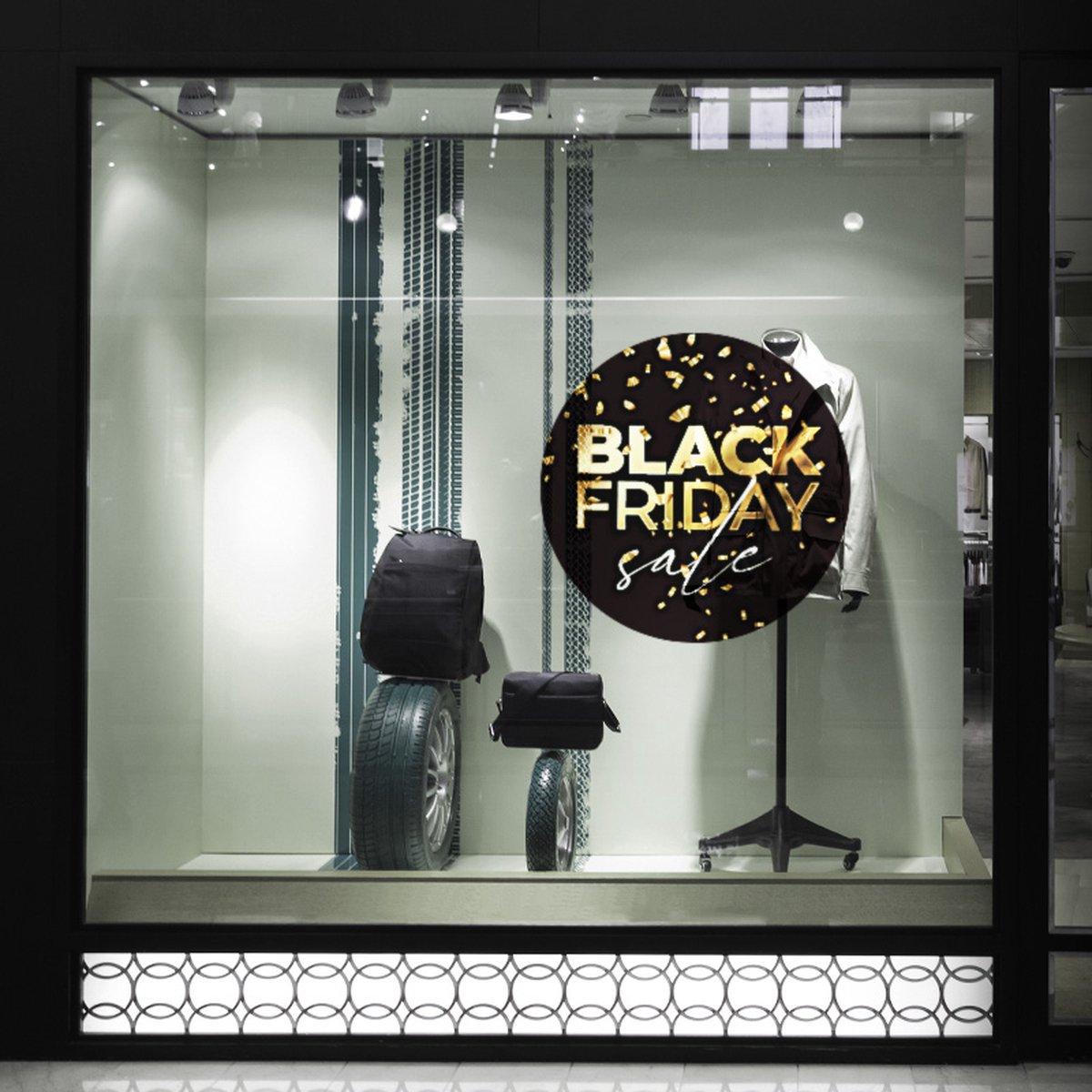 Blackfriday binnenruitsticker Goud - Herbruikbaar - Zonder lijmresten