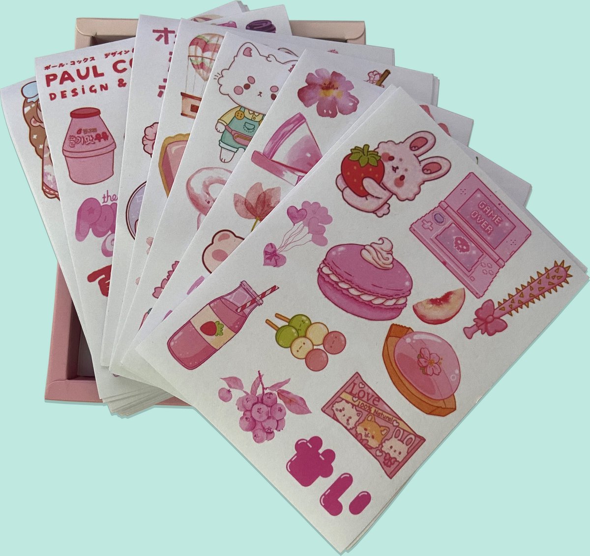 Bullet Journal Stickers - Planner Agenda Stickers - 50 vellen- Manga - Pink - Roze - Cute - Kawaii - Vaporware - Stickervellen - Scrapbook stickers - Bujo stickers - Stickers volwassenen en kinderen