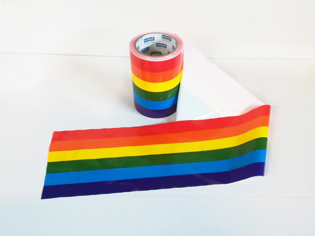 Regenboogvlag afzetlint 150mm x 50mtr (027.0061)