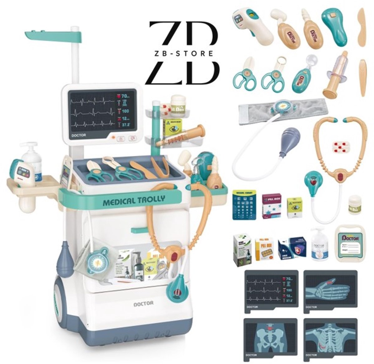 Doktertrolley Speelgoed – 26-delige set