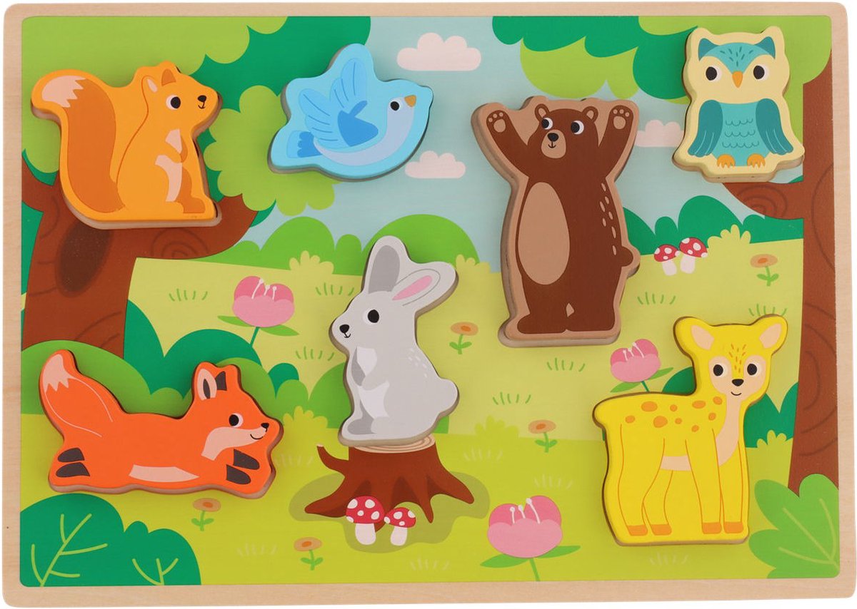 Houten puzzel - Dieren - Vormenpuzzel - 10m+