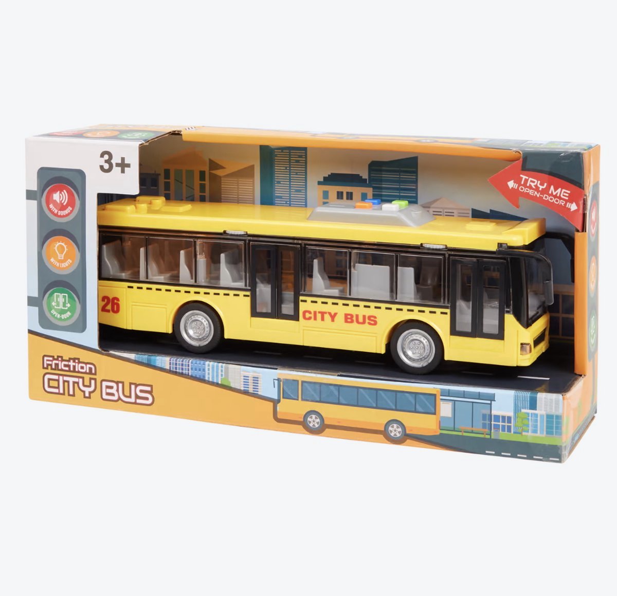 Realistische Speelgoed Stadsbus met Licht en Geluid - Met Openslaande Deuren-stadsbus met geluid,Speelgoed kinderen,Jongens,peuters,Meisjes,Kleur geel