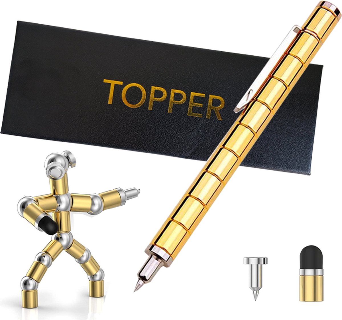 TOPPER Fidget pen goudkleurig - magnetische pen - touchescreen - styluspen - geslaagd cadeau - docent - collega - stressverlichting