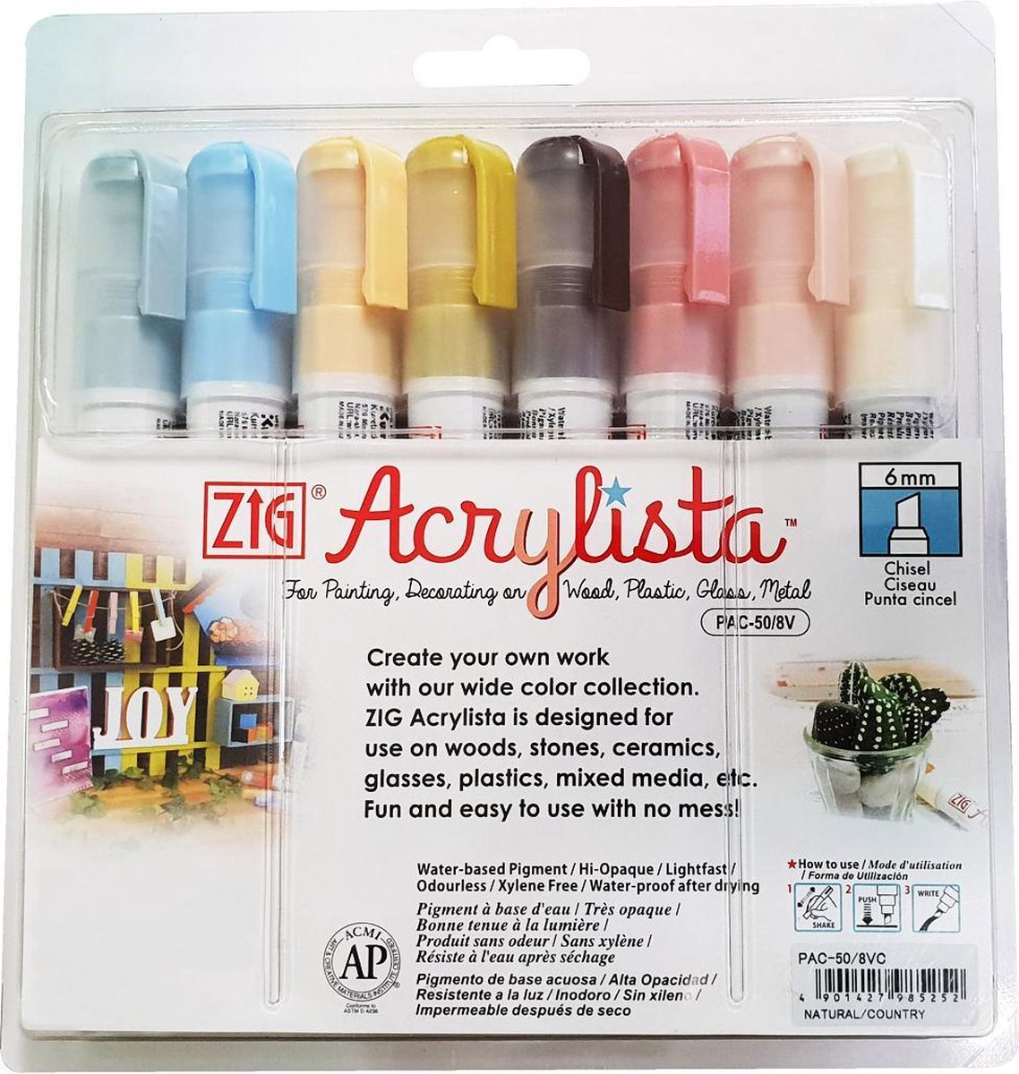 Krijtmarkers / krijtstift / Acrylista  PAC-50/8VC natural country (set van 8 markers)