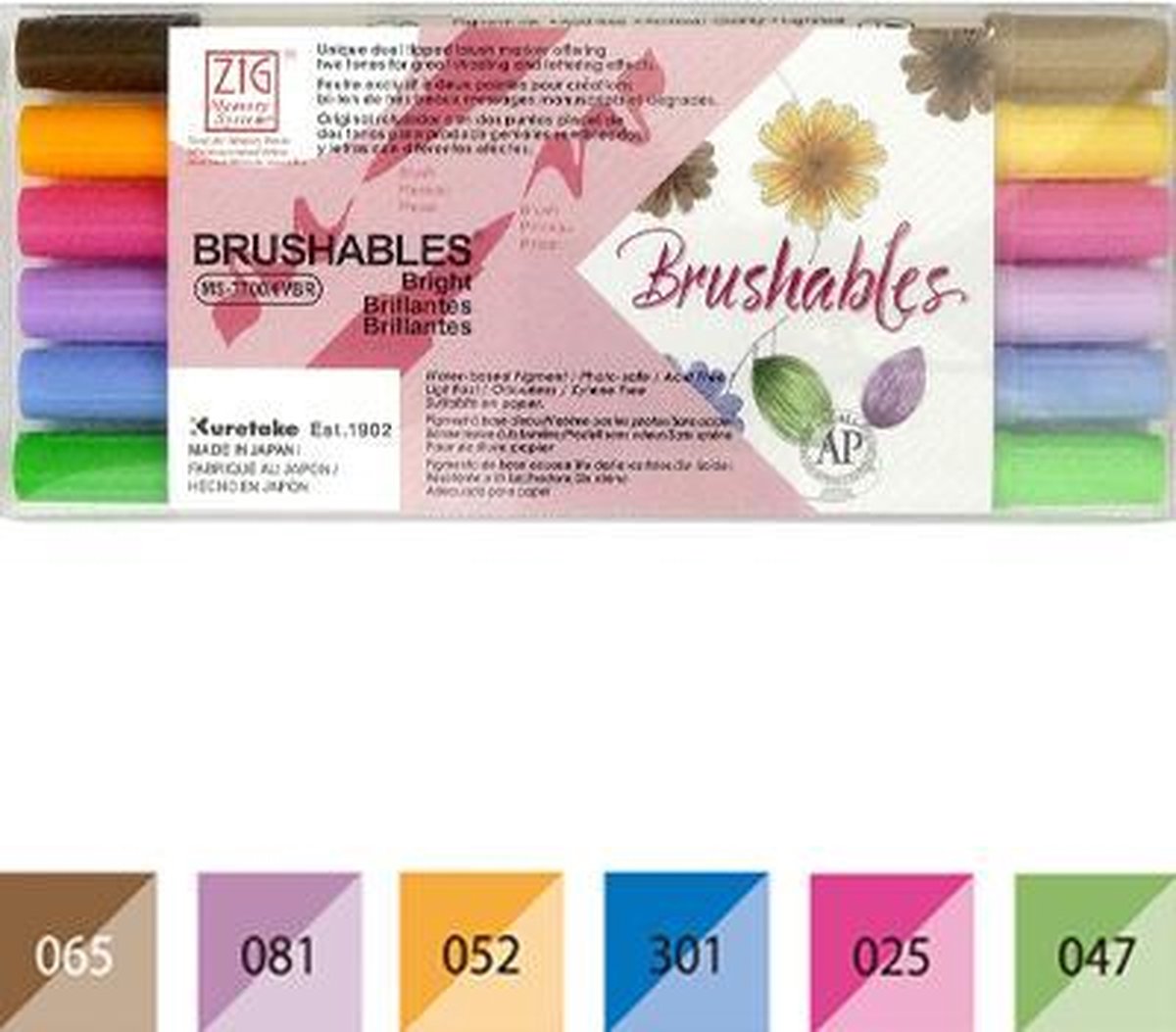 Brushpennen - Zig Brushables - set - 6 colors - bright