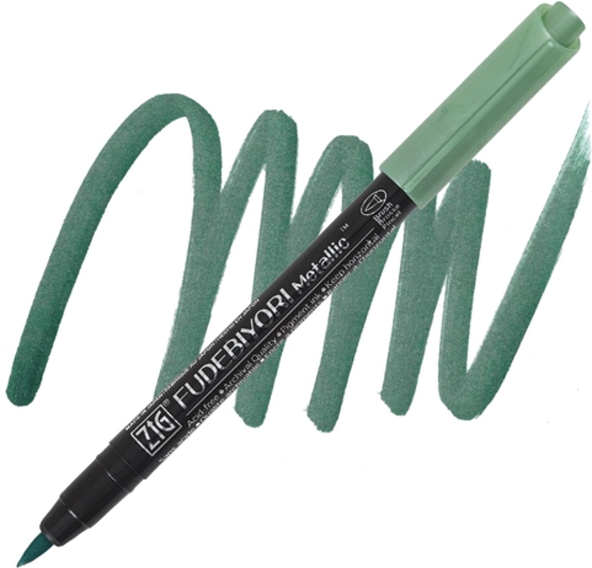 Kuretake Fudebiyori Brush Pen - Metallic Green