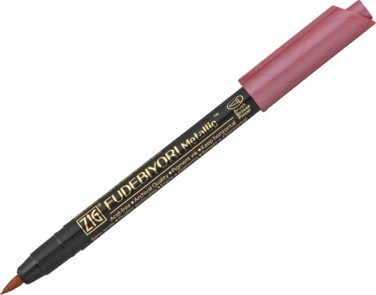 Kuretake Fudebiyori Brush Pen - Metallic red