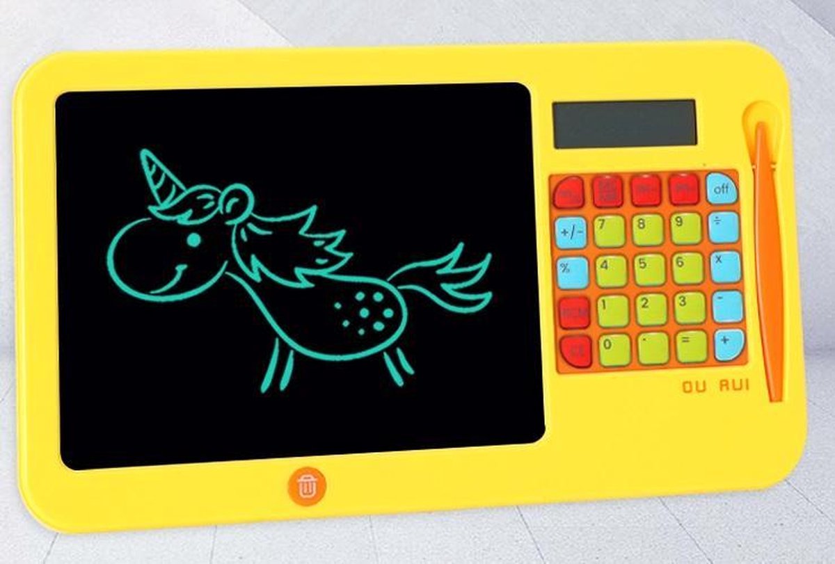 2-in-1 LCD-Schrijfbord voor kinderen + Rekenmachine met Oogbescherming ontwerp - Uitwisbaar Schilderij - 8,5 inch - klein schoolbord - Schrijven en Graffiti tekentafel