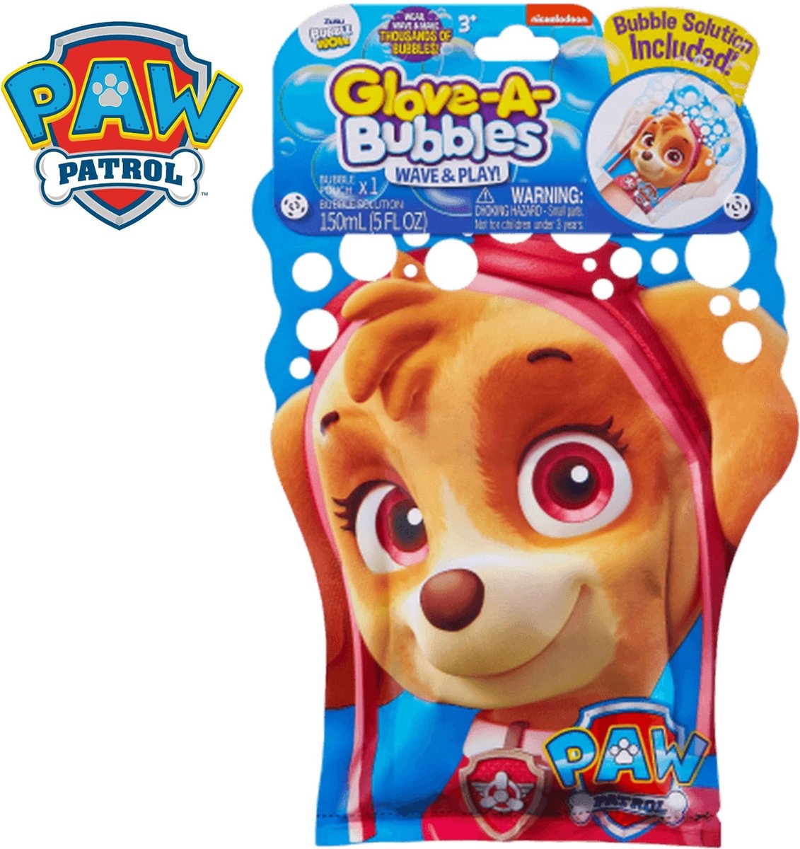 Paw Patrol Skye Bellenblaas Handschoen - Glove A Bubbles - Zwaai Bellen - Cadeautje Kinderen