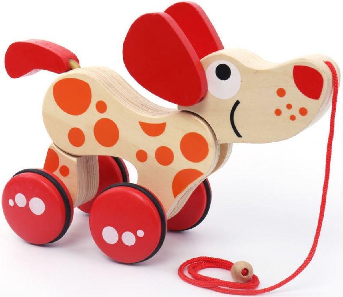 ZaCia Trek Hondje - Walk-a-long Puppy - Houten Hondje - Houtenspeelgoed - Educatief Speelgoed - Dalmatier