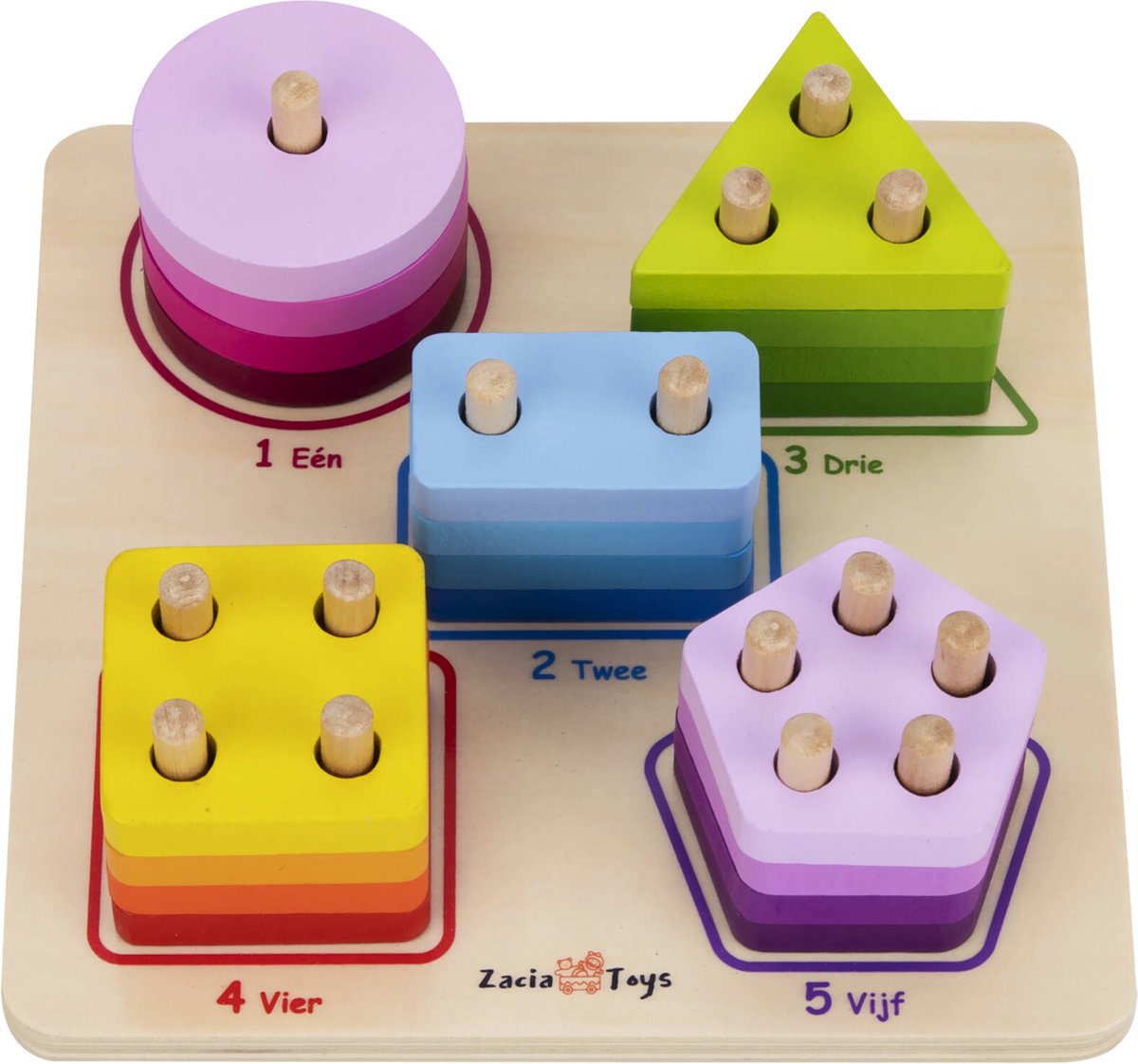 ZaciaToys - Houten Geometrische Vormenpuzzel Speelgoed- FSC®