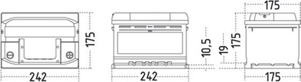 Zap startaccu 12volt 62ampere (hoge bakmaat)