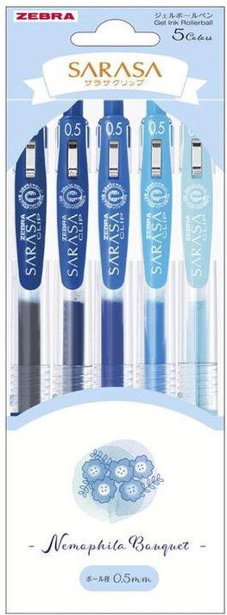 Sarasa 0.5 Clip 5-Color Bouquet Set, Nemophila 5-Color Set - Limited Edition