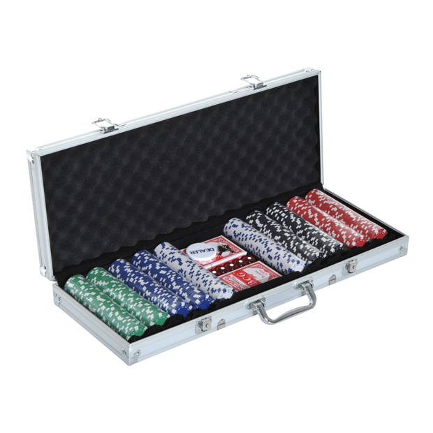 Pokerset - Poker - Poker chips 500 stuks - Poker set - 55,5x22x6,5 cm