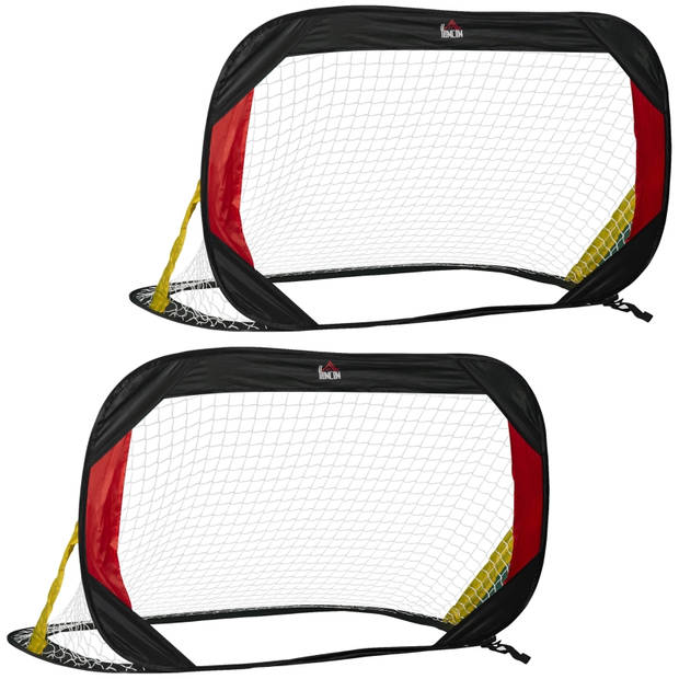 Voetbaldoel - Voetbalgoal - Vouwdoelen set van 2 met draagtas - Speelgoed buiten - 120 x 80 x 80 cm - staal zwart +...