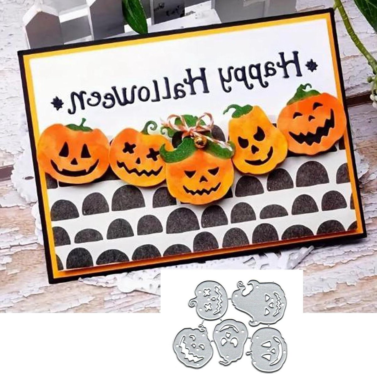   - 5 stuks Pompoen en Spook Metalen Snijmatrijzen voor Halloween DIY Scrapbooking en Kaartdecoratie