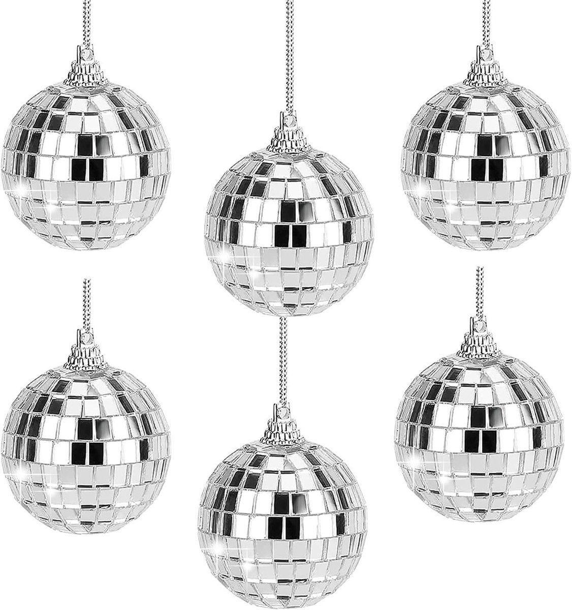   - Disco Ball Pakket 6 stuks 5 cm voor Feesten Thuis en Verjaardagen - Spiegelbal met Ophanghaakjes voor Kerstboom en Bar Inrichting