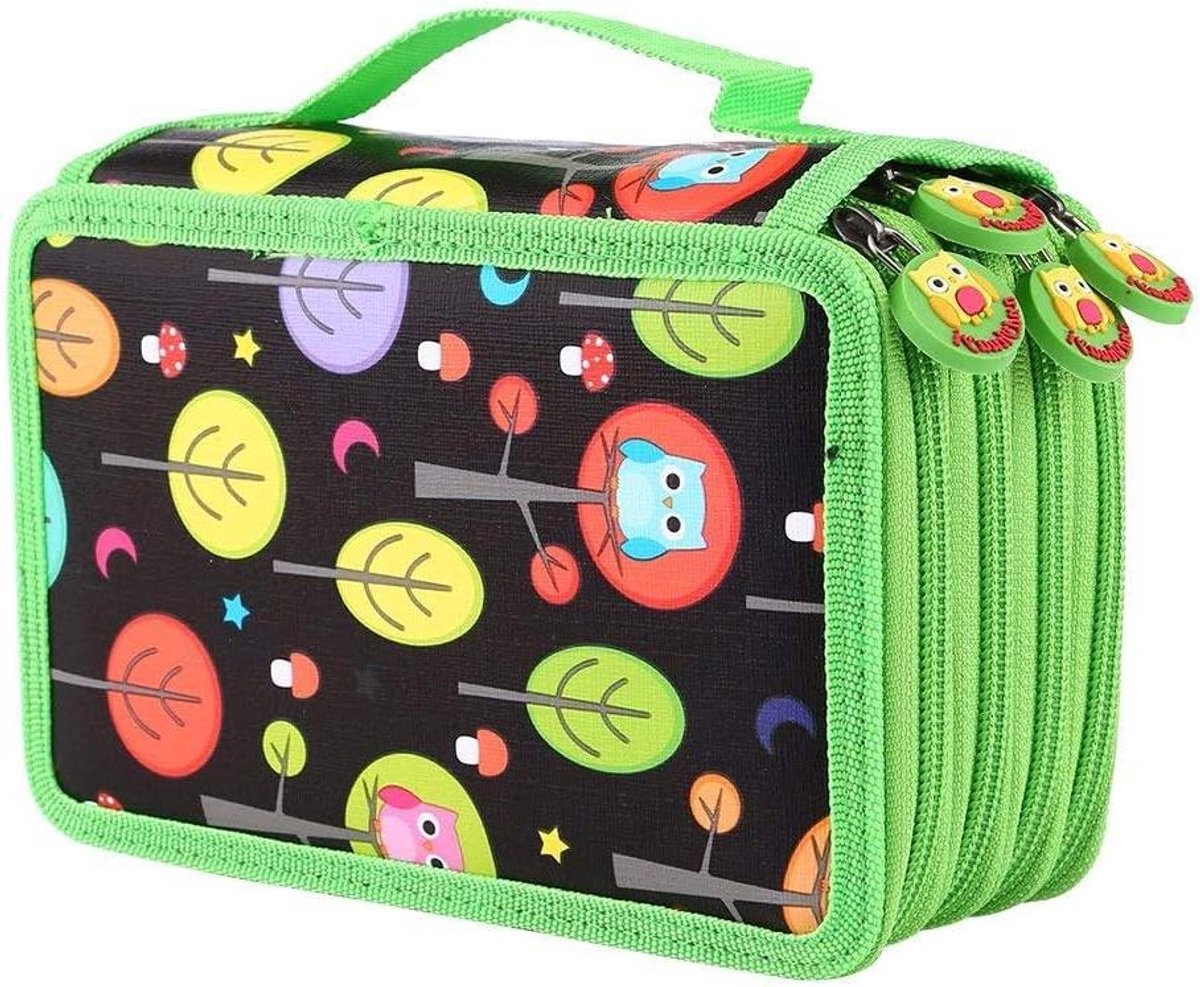   - Grote capaciteit potloodzakje met 72 sleuven voor kleurpotloden - Zwarte pennenetui voor school en kantoor gebruik