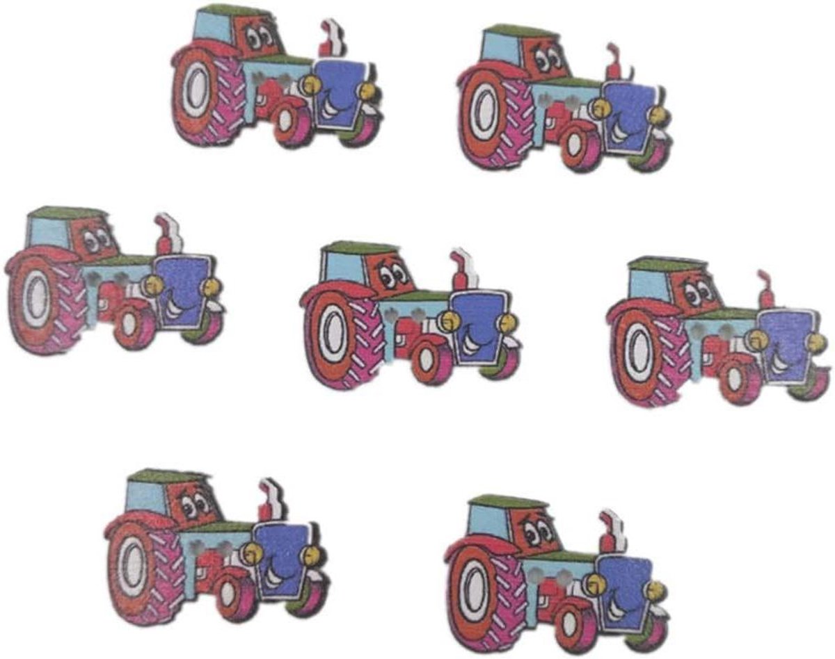   - Houten Knoppen Tractoren Decoratieve Knoppen Multi kleuren - 50 stuks