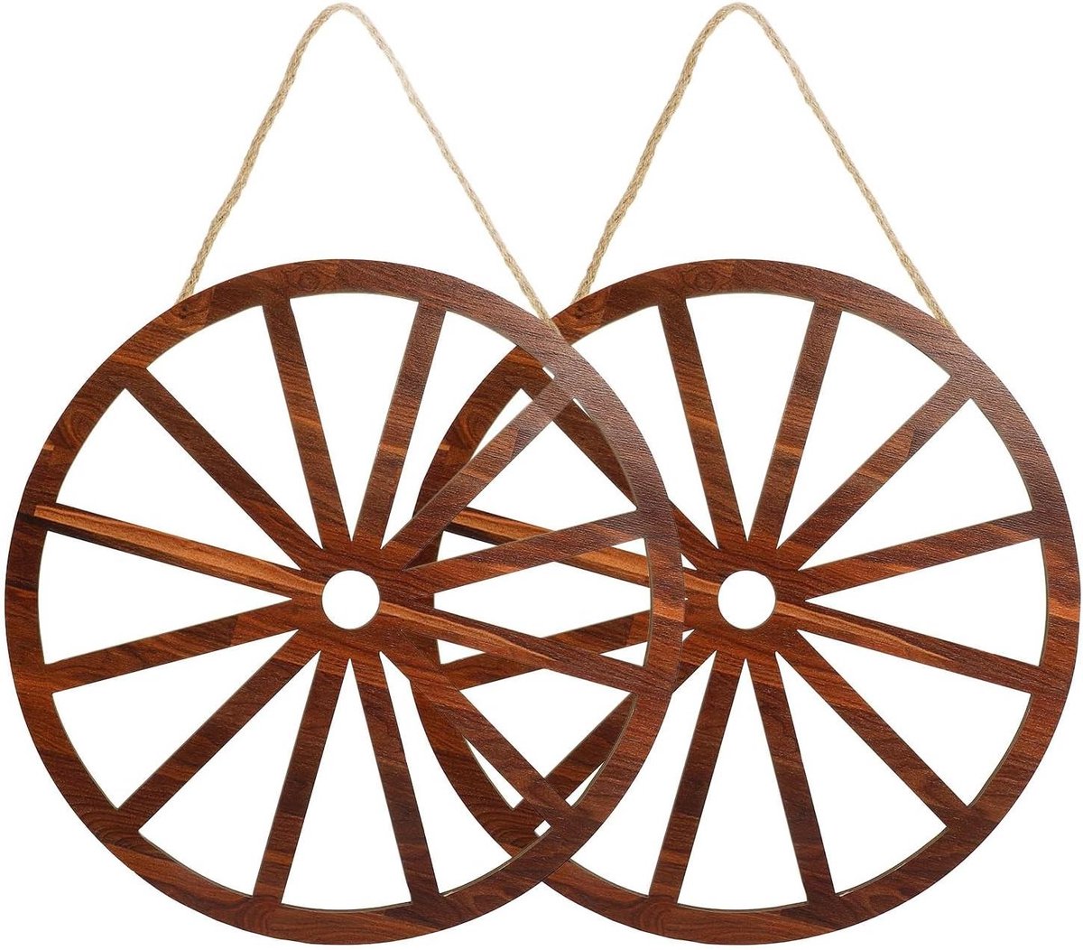   - Houten Wagon Wiel Decor: 2 stuks voor Vintage Westerse Party en Muurdecoratie