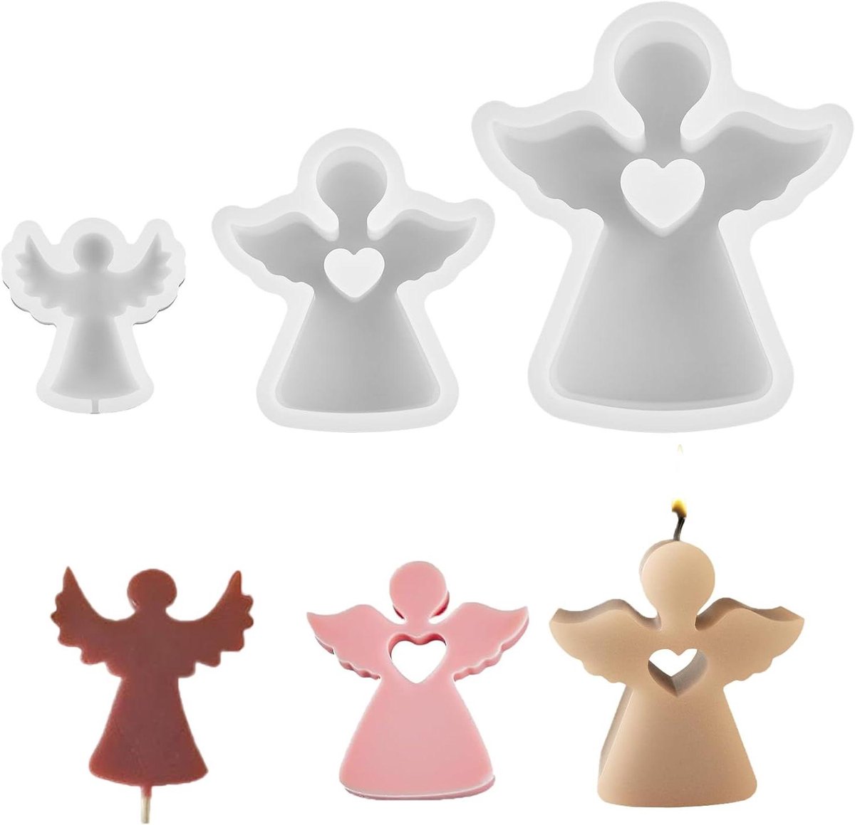   - Siliconen 3D Engel Gietvormen Set voor Doe-Het-Zelf Kaarsen en Zeep Handwerk - 3 Stuks