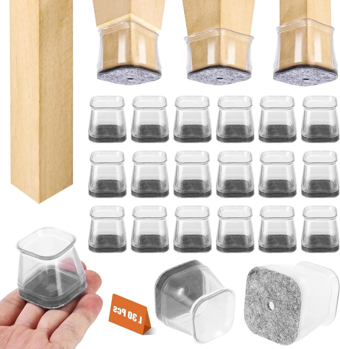   - Stoelpootbeschermers met vilt voor transparante vloerbescherming in huiselijke omgeving