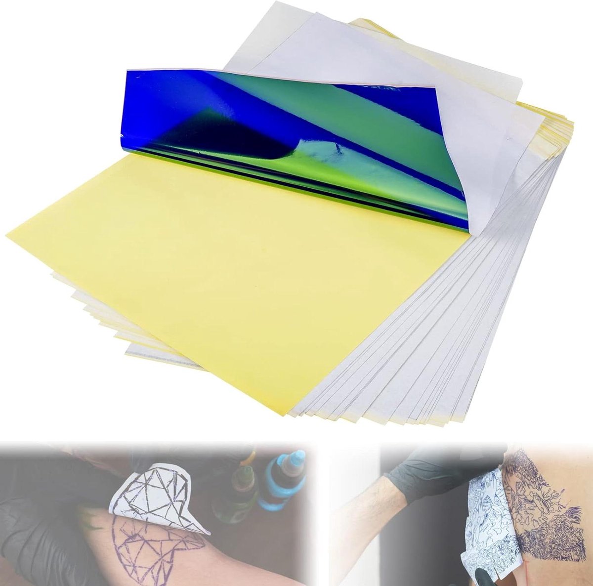   - Transferpapier voor tattoos - 25 vellen A4 - Blauwdruk stencilpapier - Tattoo printerpapier - Carbonpapier - Handsfree en thermische printers - Professionele inkt